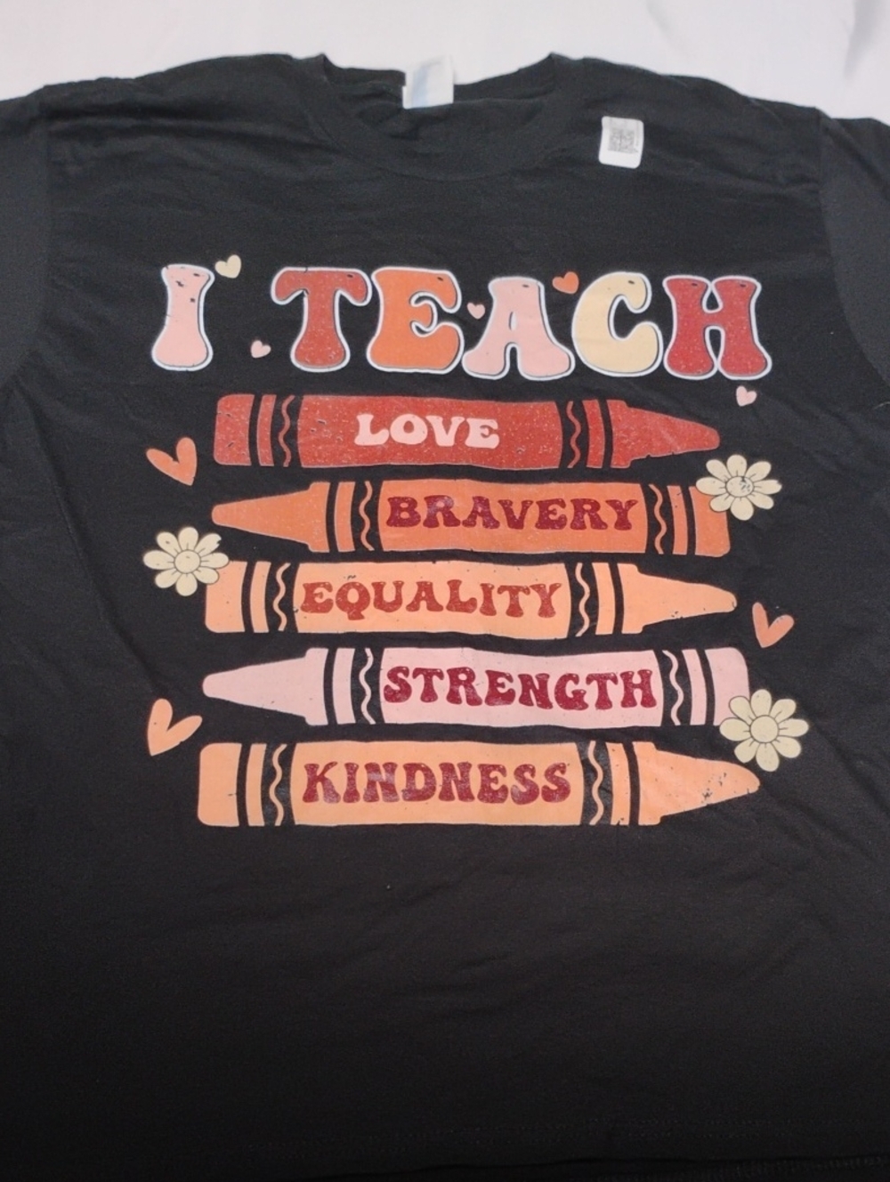 Port and Company Black Tee with Colorful Crayon Positivity